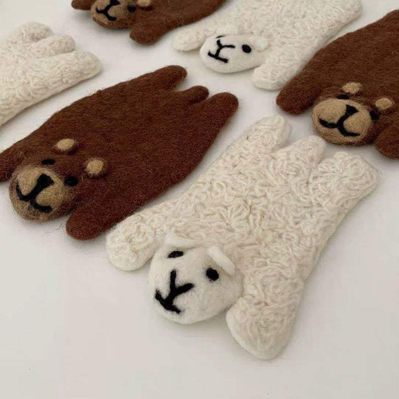 Wool Felted Bear/Sheep Coaster.