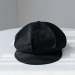 Black linen 8-panel newsboy cap