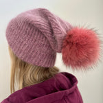 Knitted Beanie Hat with Removable Pom Pom Mspineapplecrafts