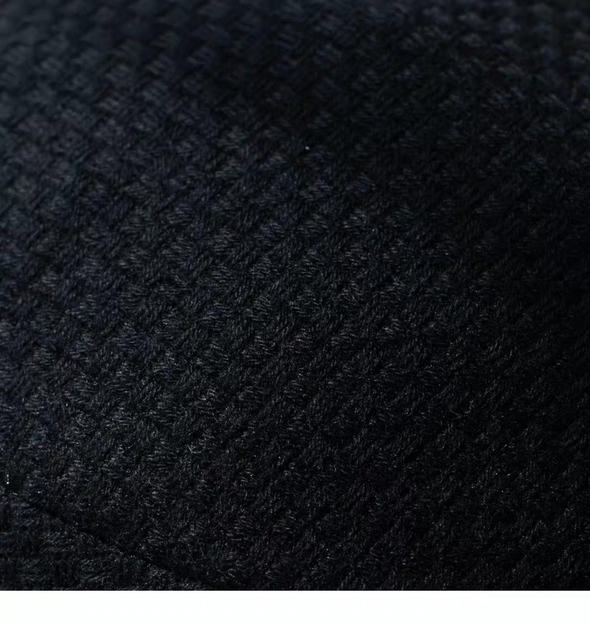 Close view of the black woven wool texture