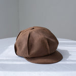 Brown linen 8-panel newsboy cap