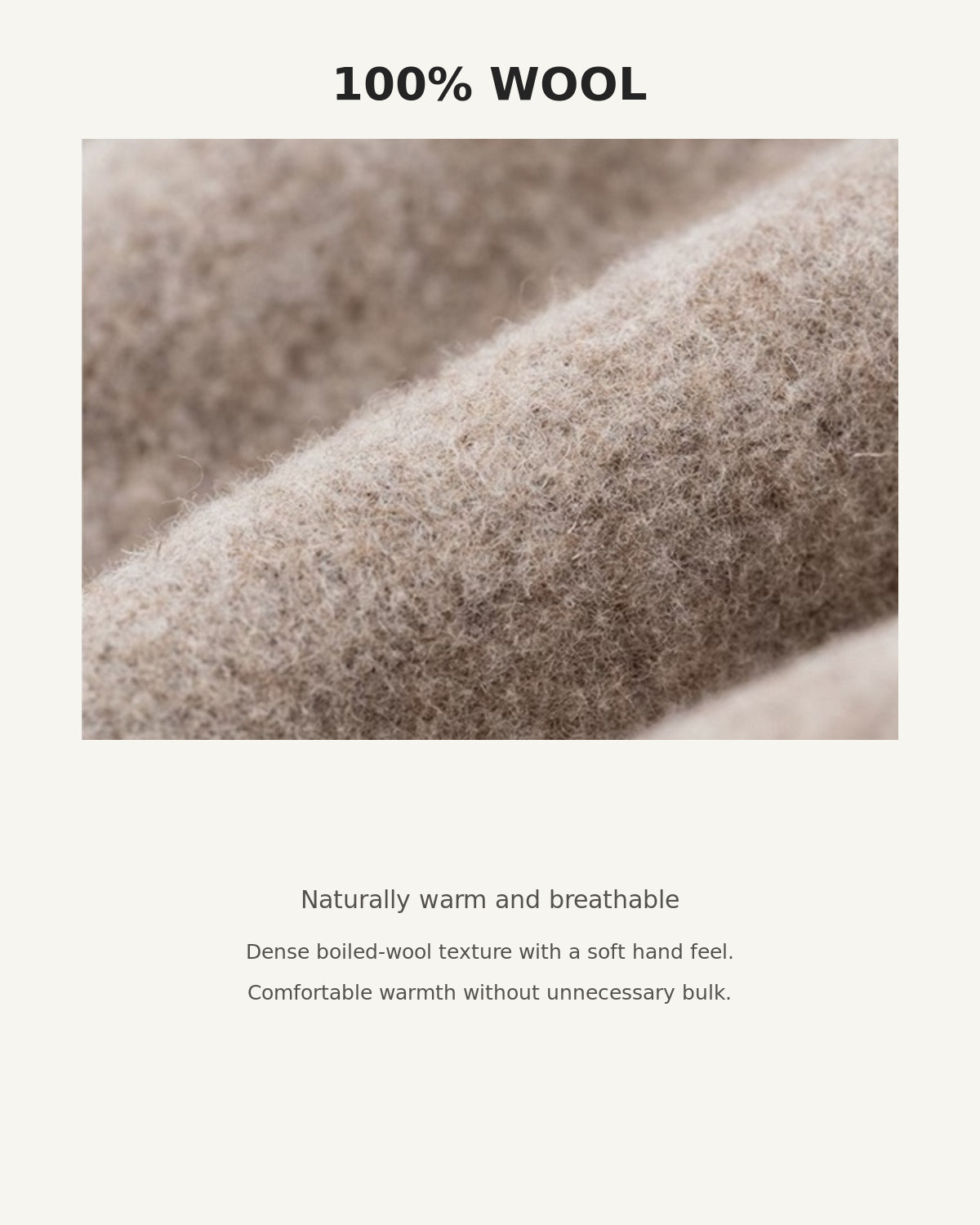 Close-up of the soft felted 100% wool texture