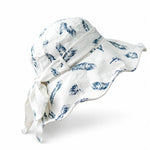 Ivory feather-print bucket hat, side view