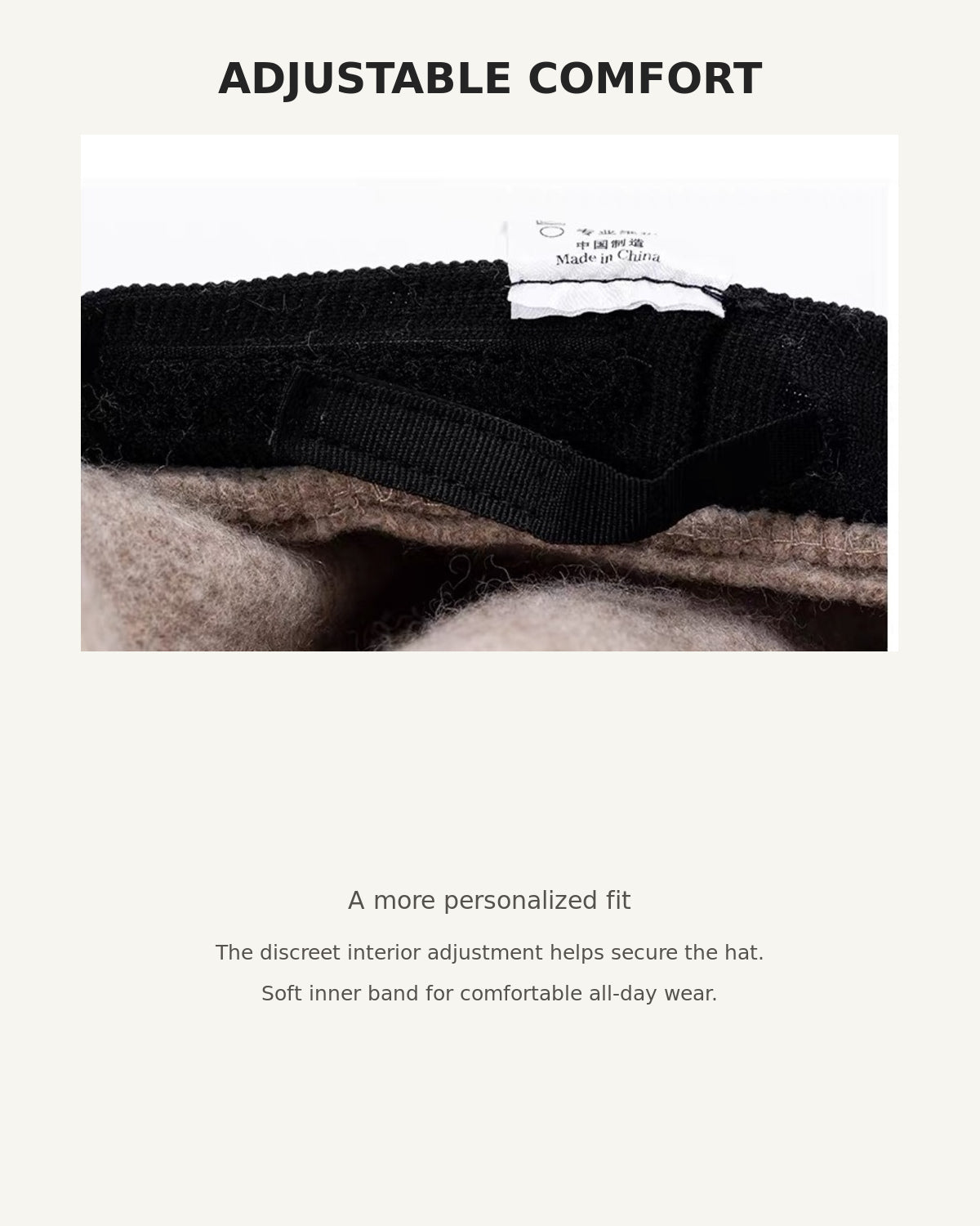 Adjustable interior band for a secure and comfortable fit