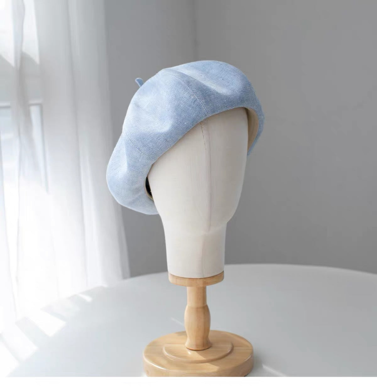 Oversized Cotton Beret - Blue