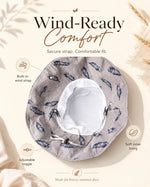 Wind-ready comfort: wind strap, adjustable toggle, soft lining