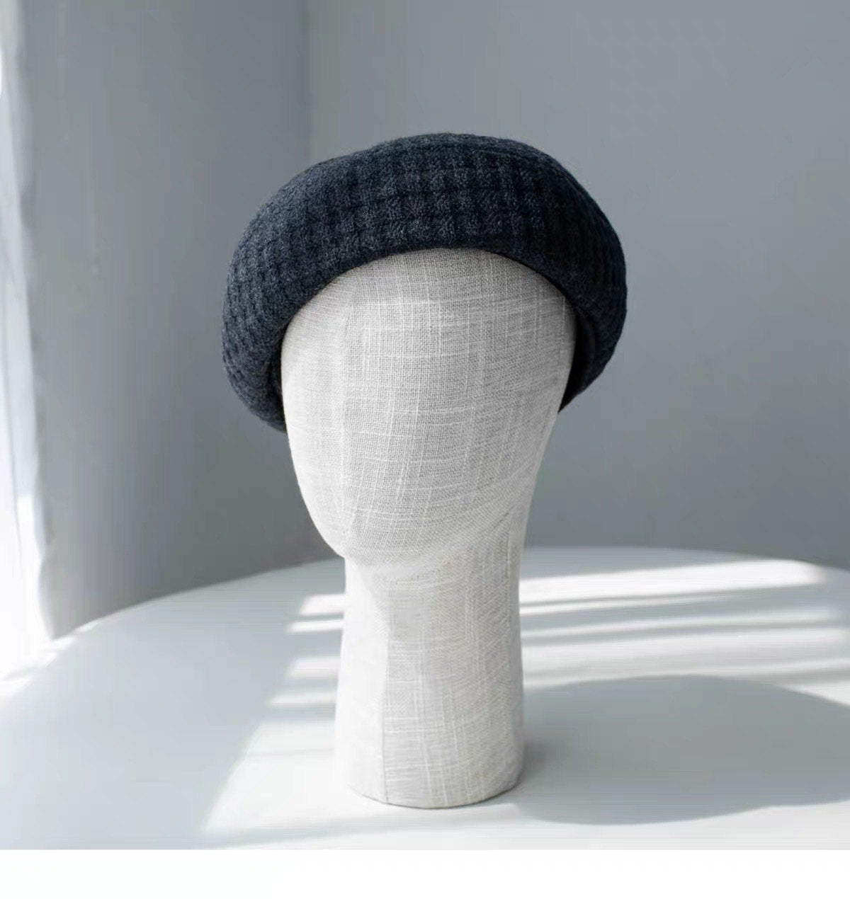 Charcoal gray structured wool beret shown from the front