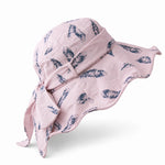Pink feather-print cotton-linen bucket hat