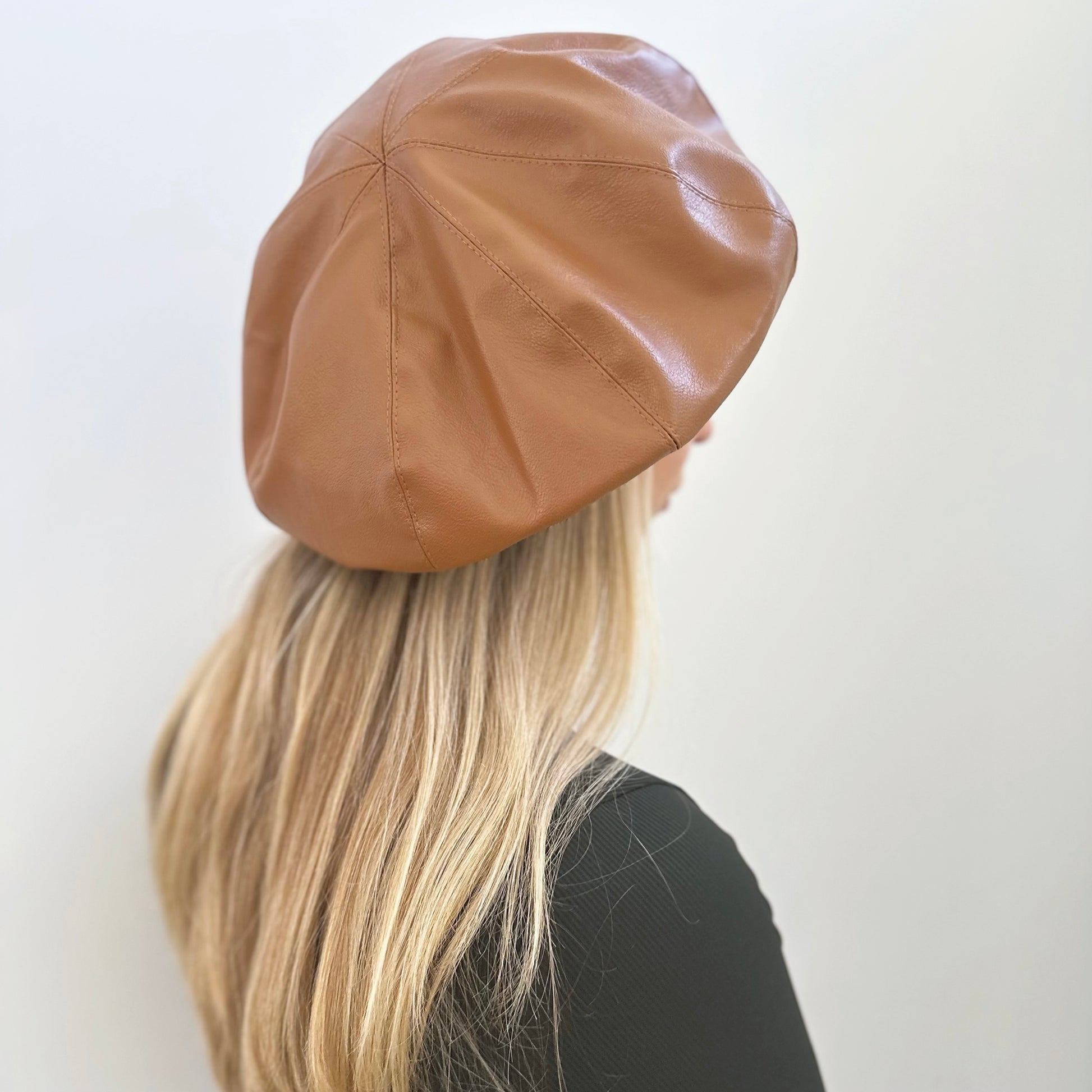 Oversized Leather Beret for Women MsPineappleCrafts