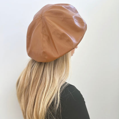 Oversized Leather Beret for Women MsPineappleCrafts