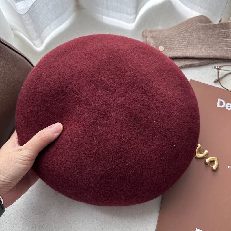 Oversized Wool Beret – Red