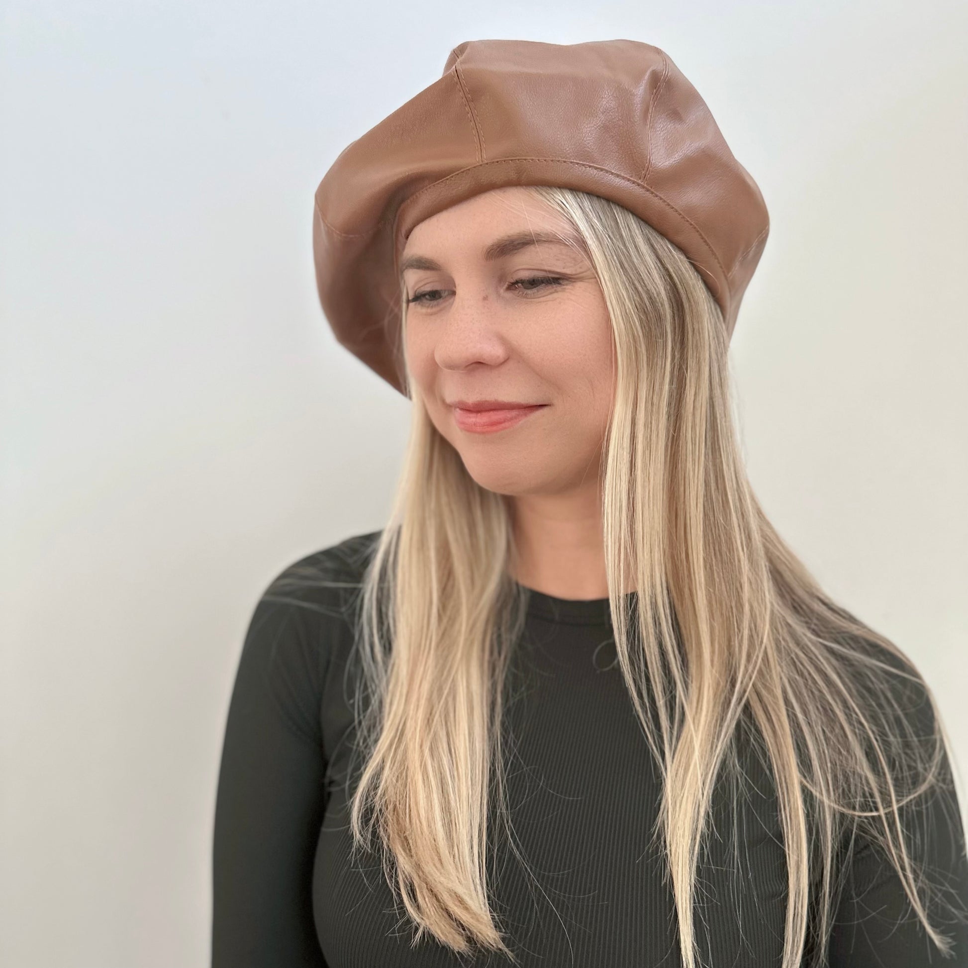 Oversized Leather Beret for Women MsPineappleCrafts