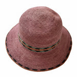 Vibrant Raffia Straw Hat - Pink with Colourful Band View 5
