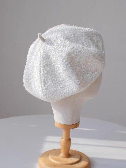 Oversized Tweed Fabric Beret - Mspineapplecrafts