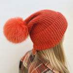 Knitted Beanie Hat with Removable Pom Pom Mspineapplecrafts