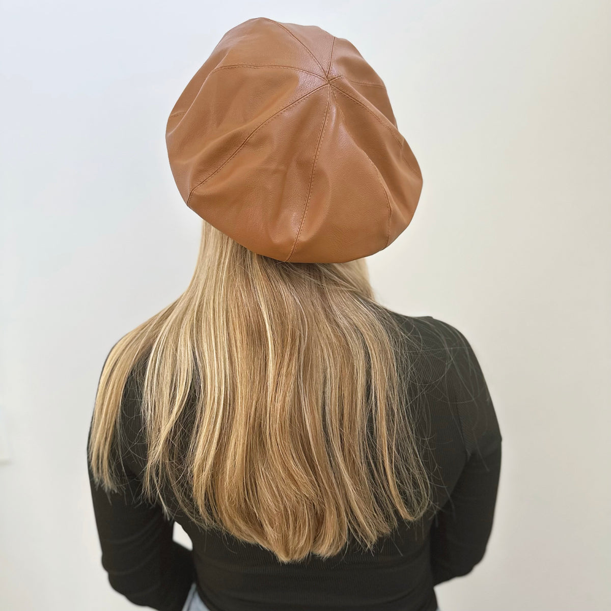 Oversized Faux Leather Beret