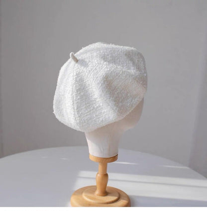 Oversized Tweed Fabric Beret - Mspineapplecrafts