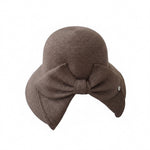 Wide Brim Straw Hat with Bow in Brown - Front View