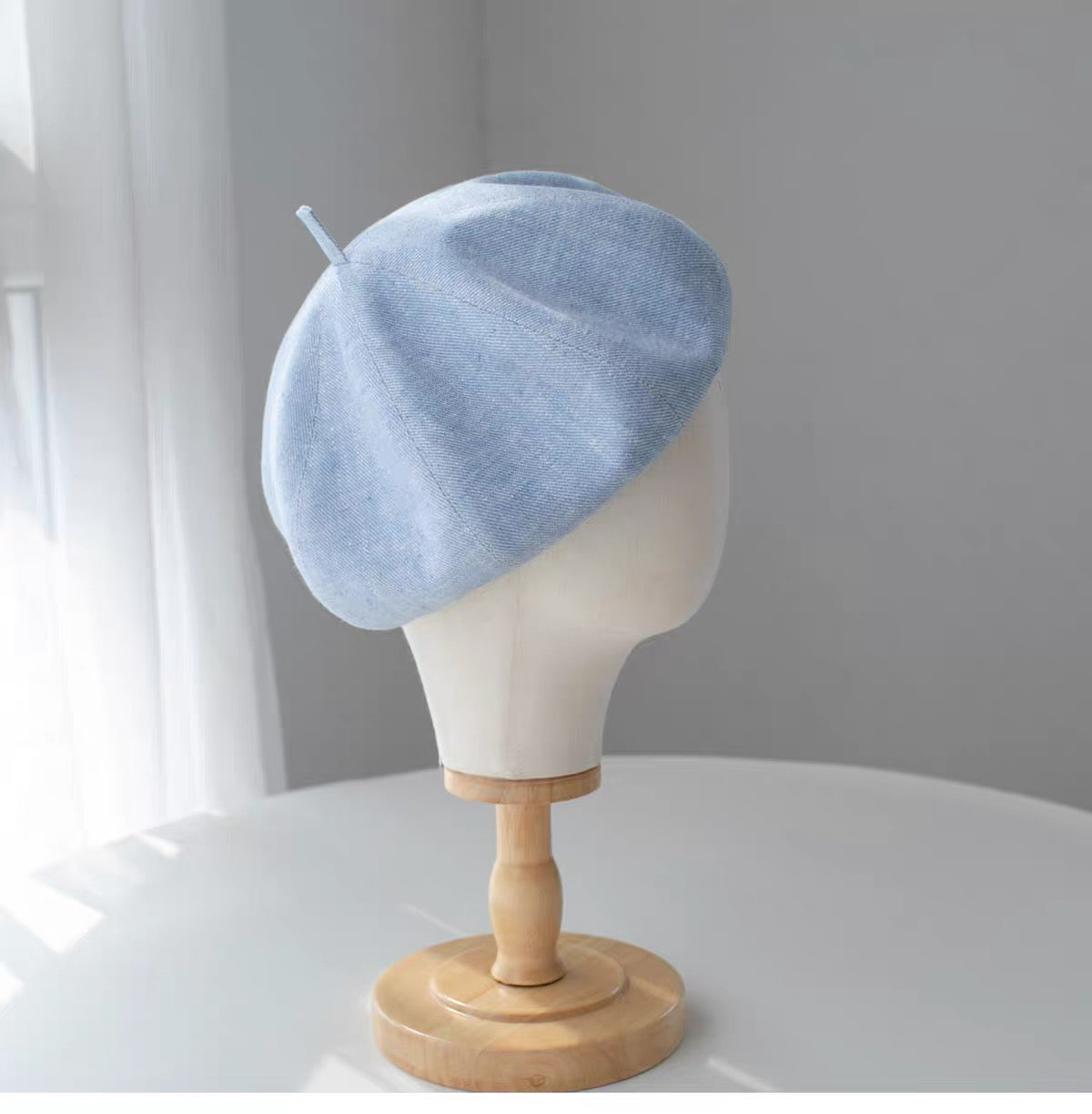 Oversized Cotton Beret - Blue