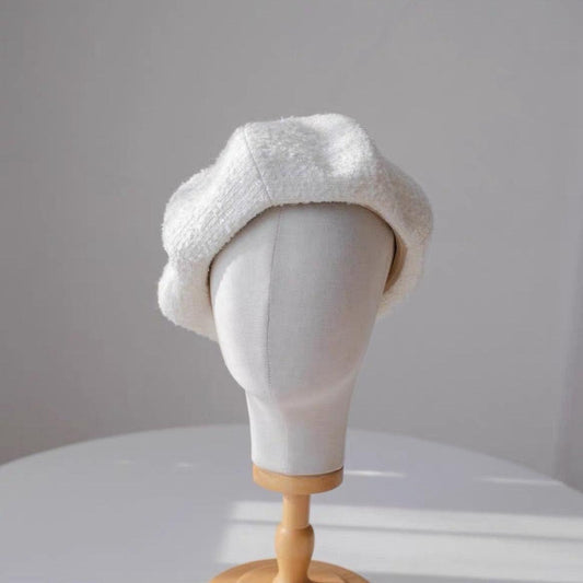 Oversized Tweed Fabric Beret - Mspineapplecrafts