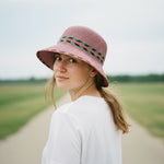 Vibrant Raffia Straw Hat - Back View on Model