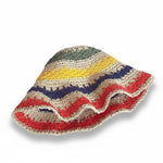 Rainbow straw hat folded flat - collapsible design for travel