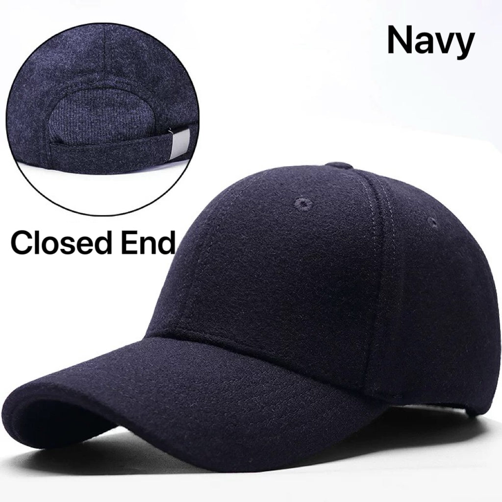 Wool Wide Brim Baseball Cap – Navy