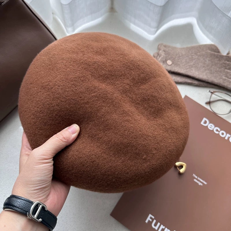 Oversized Wool Beret – Coffee