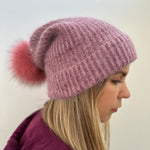 Knitted Beanie Hat with Removable Pom Pom Mspineapplecrafts