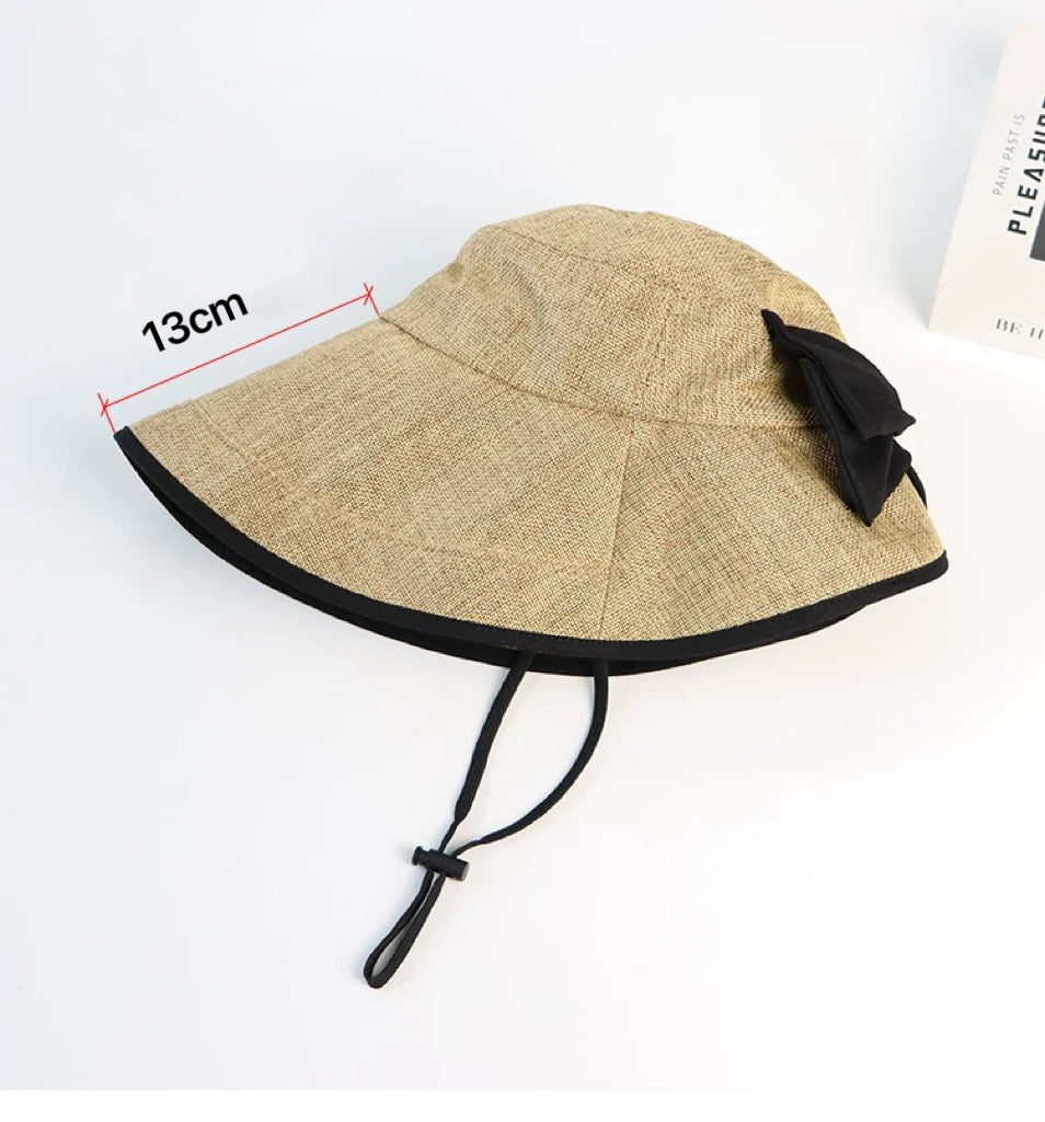 Wide Brim Bucket Hat with Bow Tie MsPineappleCrafts