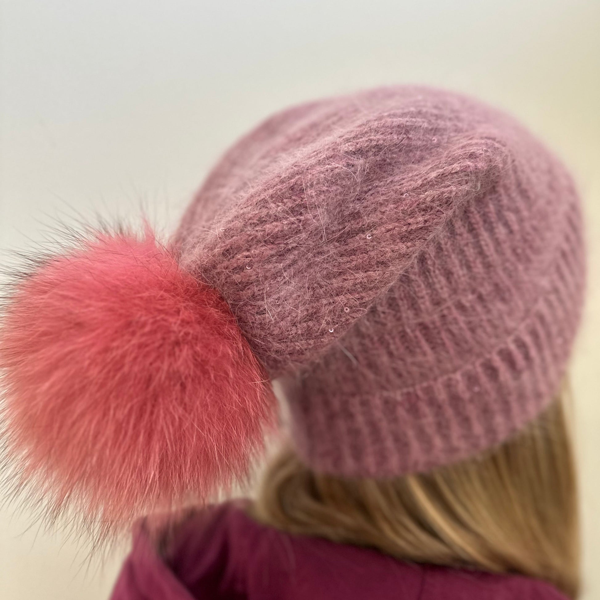 Knitted Beanie Hat with Removable Pom Pom Mspineapplecrafts