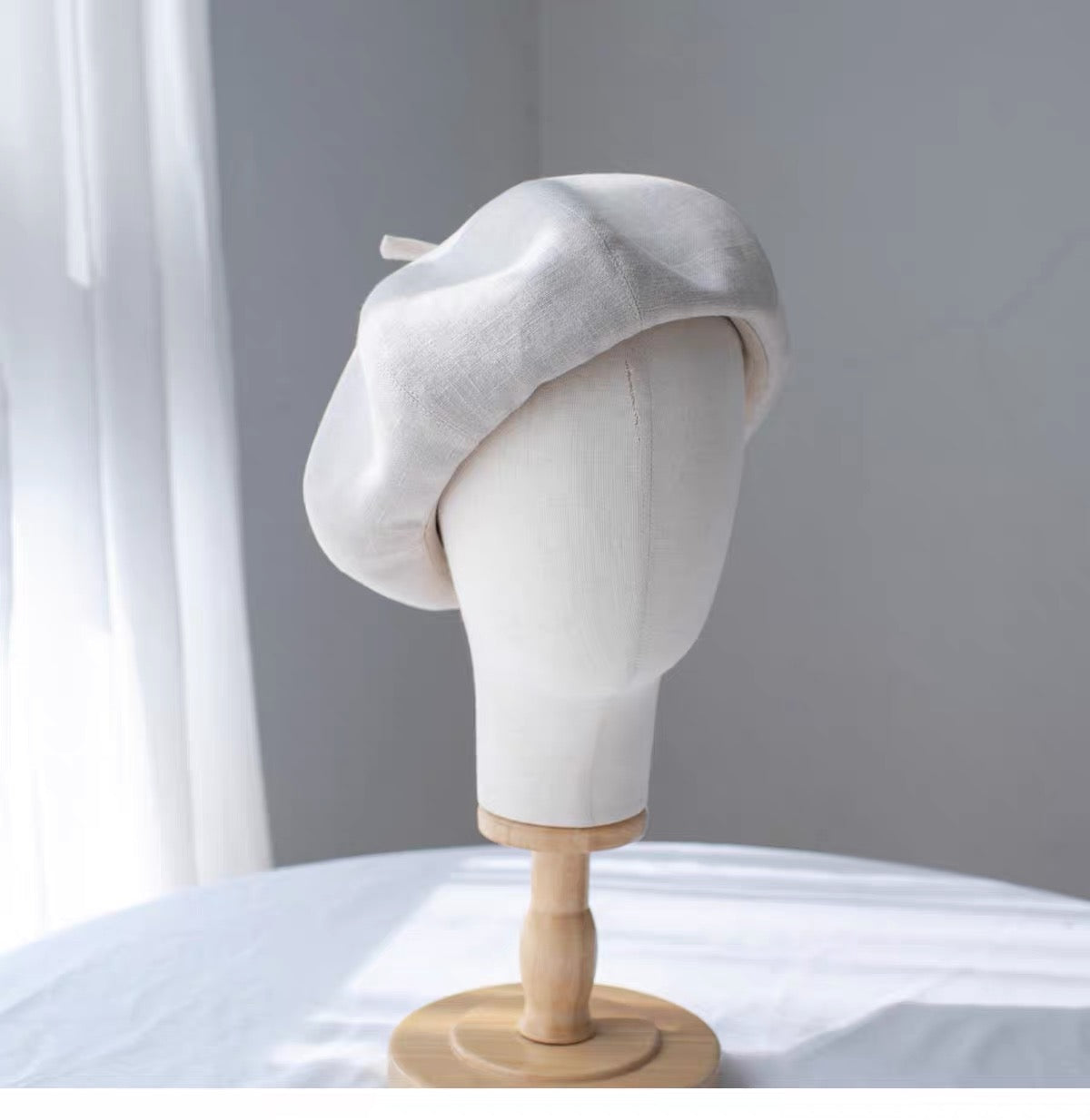 Oversized Cotton Beret - Blue