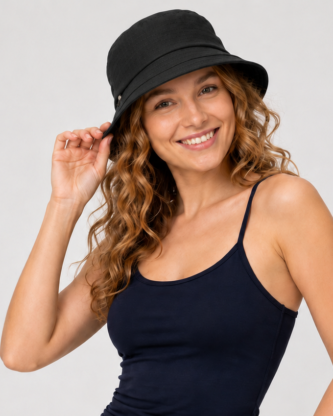 Women's Cotton Sun Hat — Wide Brim Packable Cloche UPF 50+