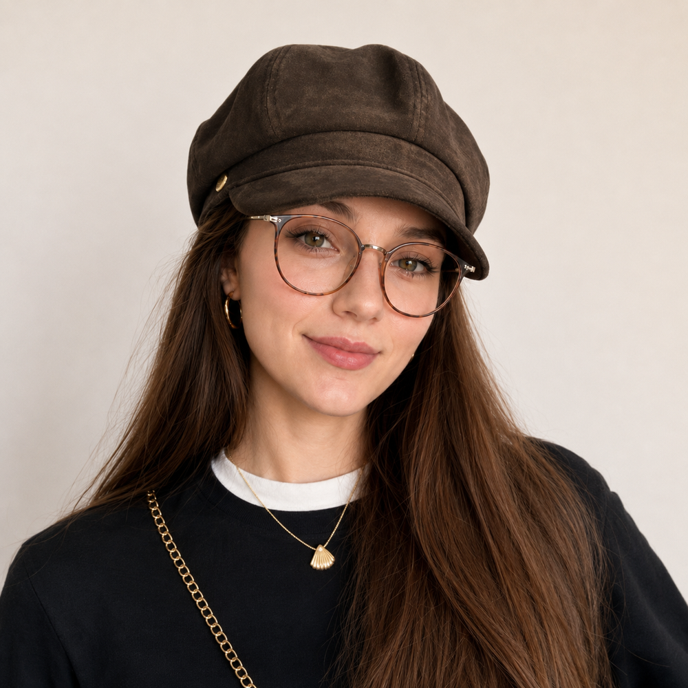 Suede Leather Newsboy Cap Unisex - Classic Gatsby Hat