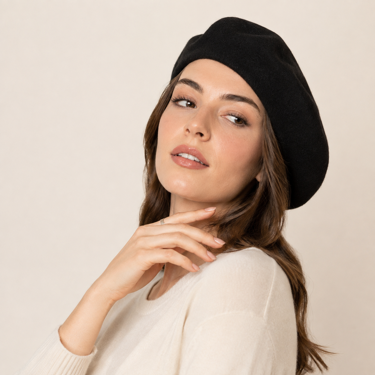 Wool Beret for Large Heads