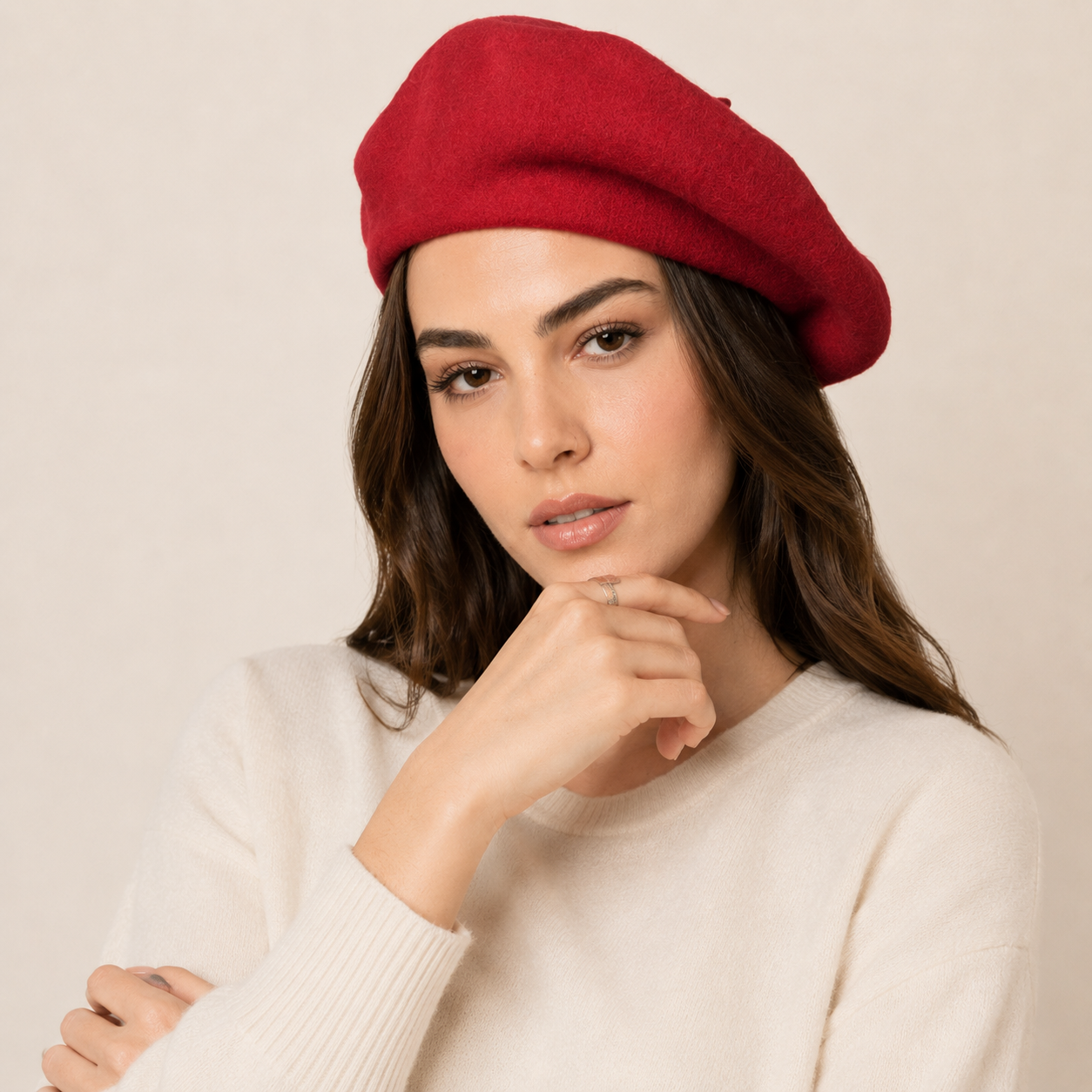 Wool Beret for Large Heads
