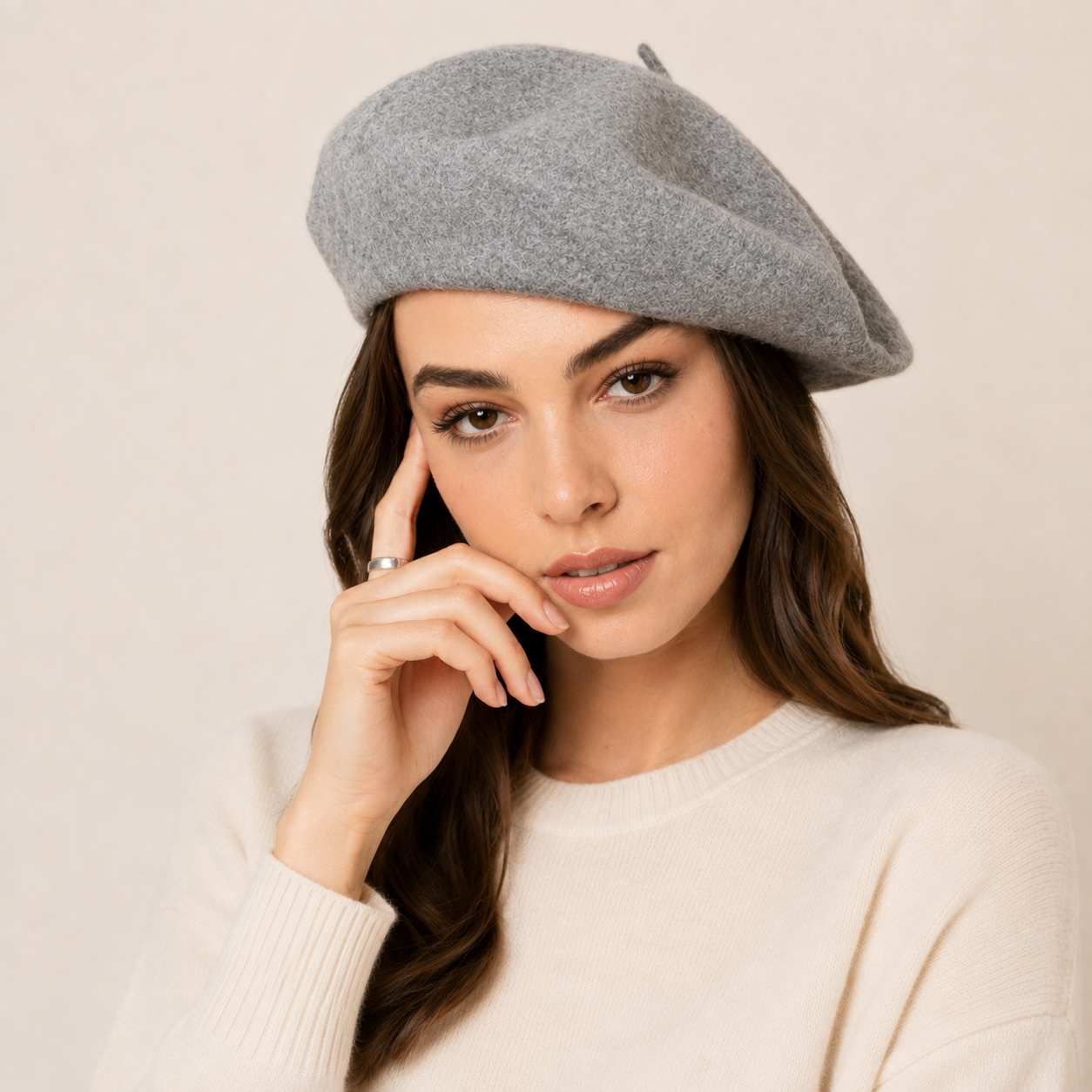 Wool Beret for Large Heads