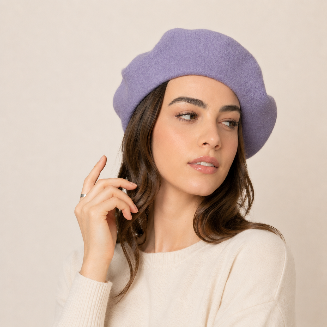 Wool Beret for Large Heads
