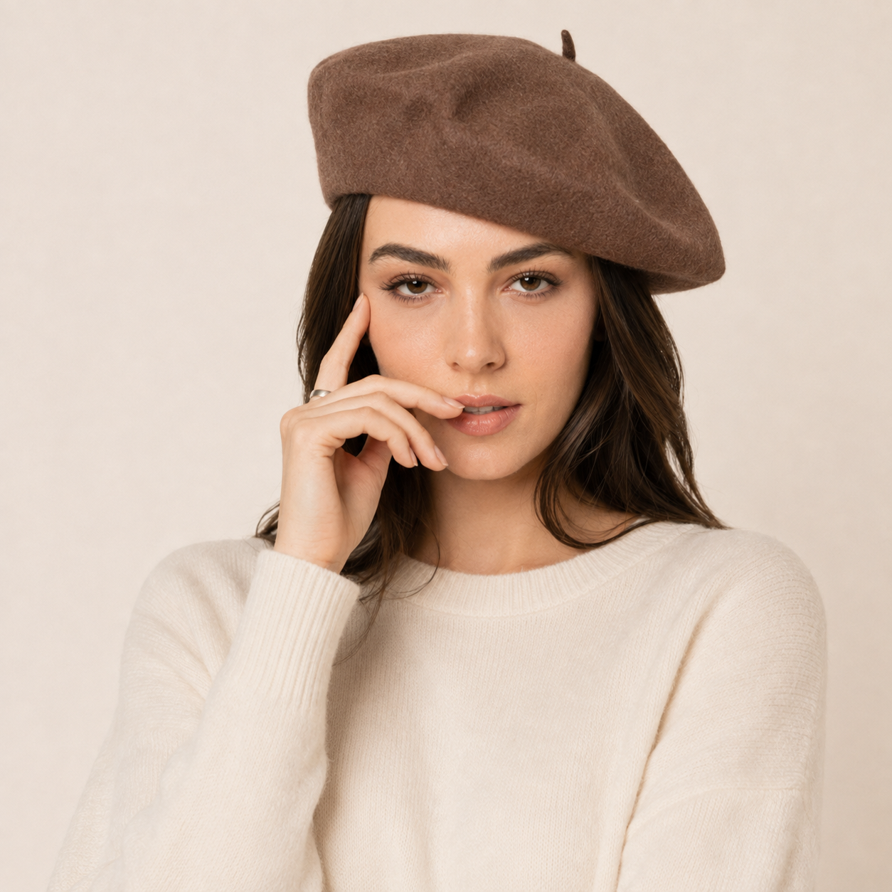 Wool Beret for Large Heads