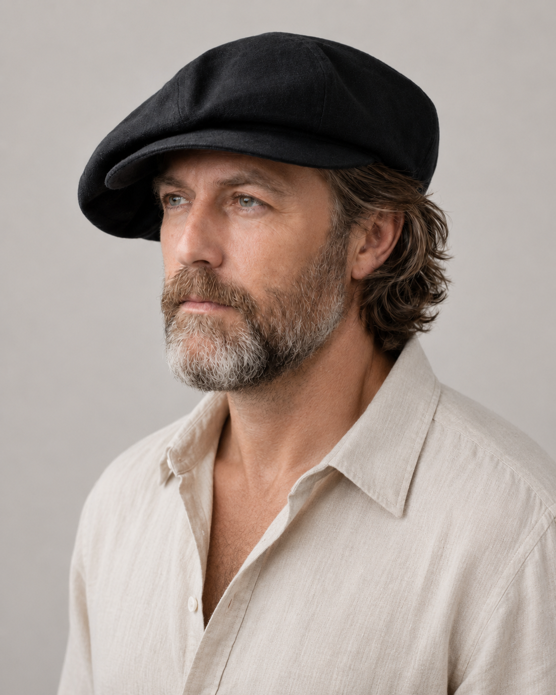 Oversized Linen Newsboy Hat