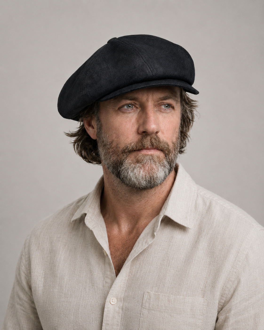 Oversized Linen Newsboy Hat