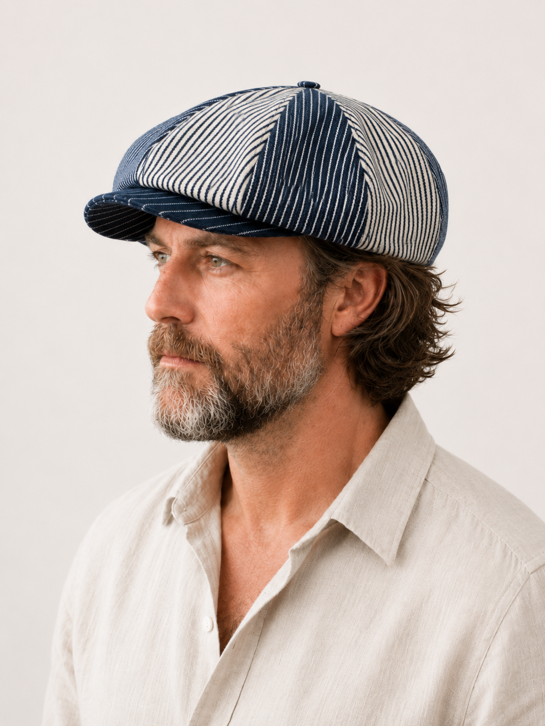 Oversized Denim Newsboy Cap