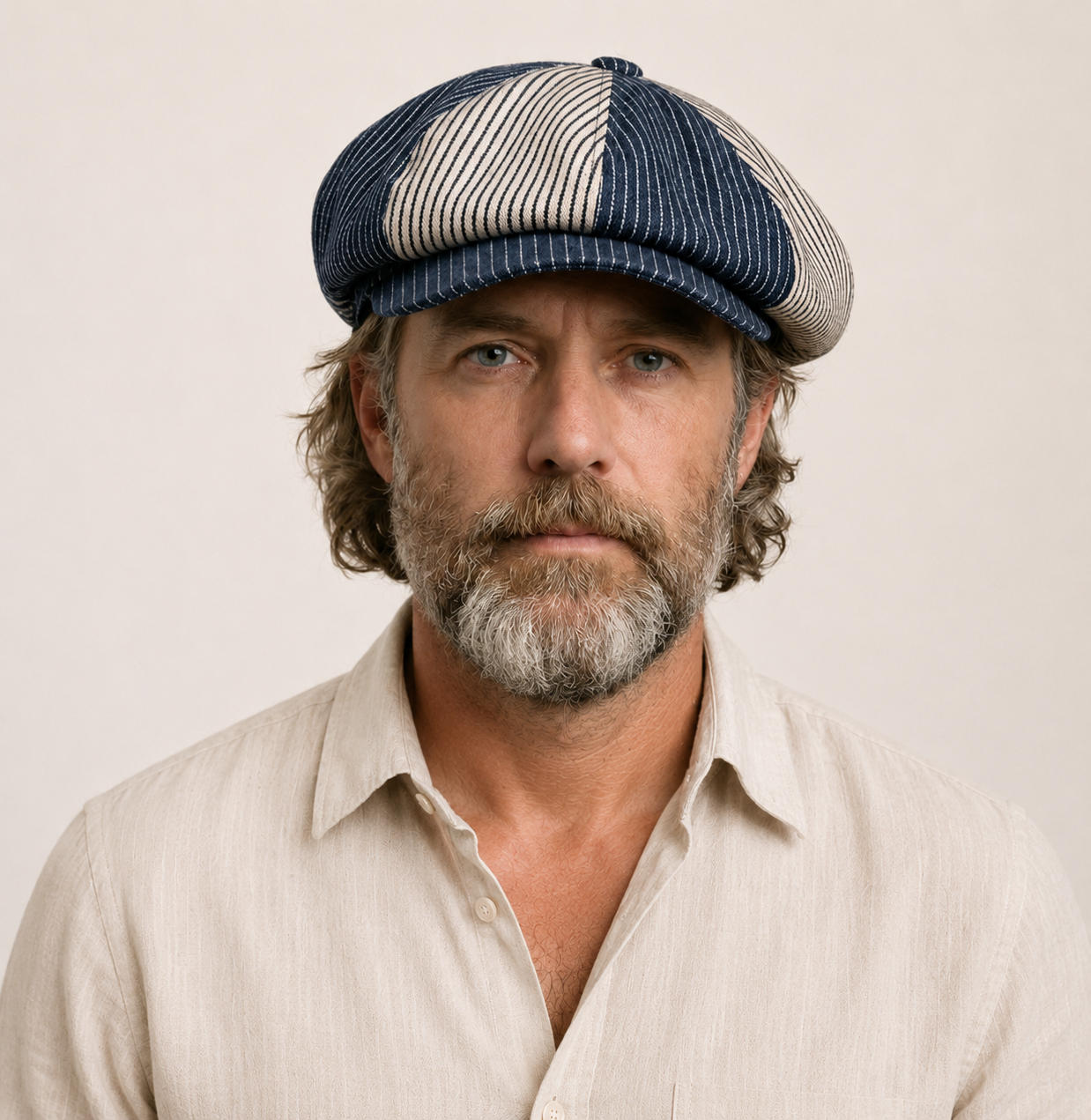 Oversized Denim Newsboy Cap