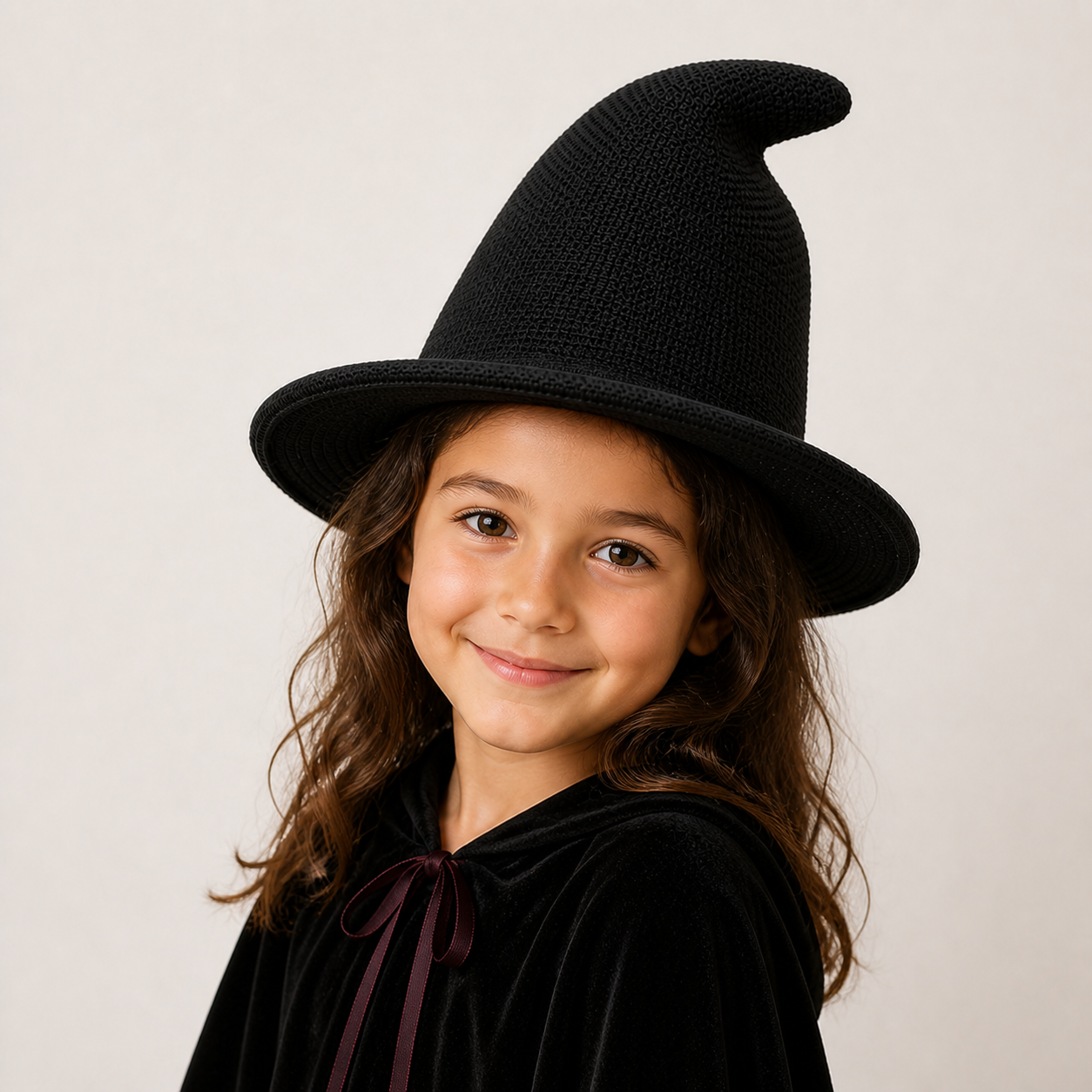 Kids' Knitted Halloween Witch Hat – Cotton Yarn