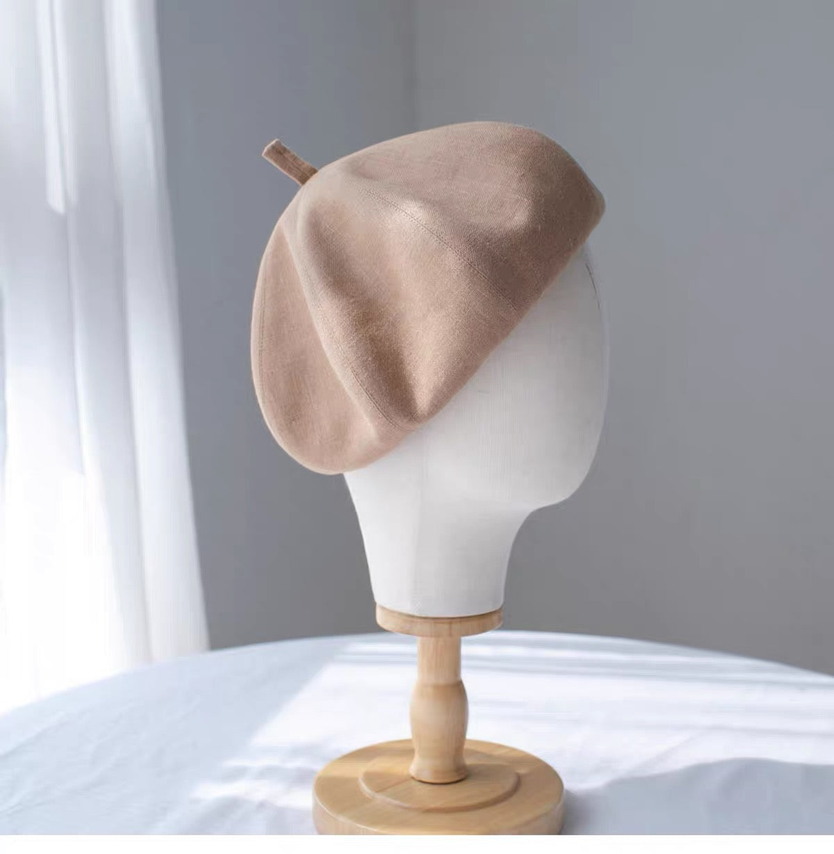 Oversized Cotton Beret - Blue