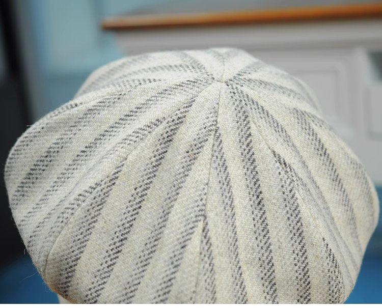 Oversized Herringbone Striped Beret - Mspineapplecrafts
