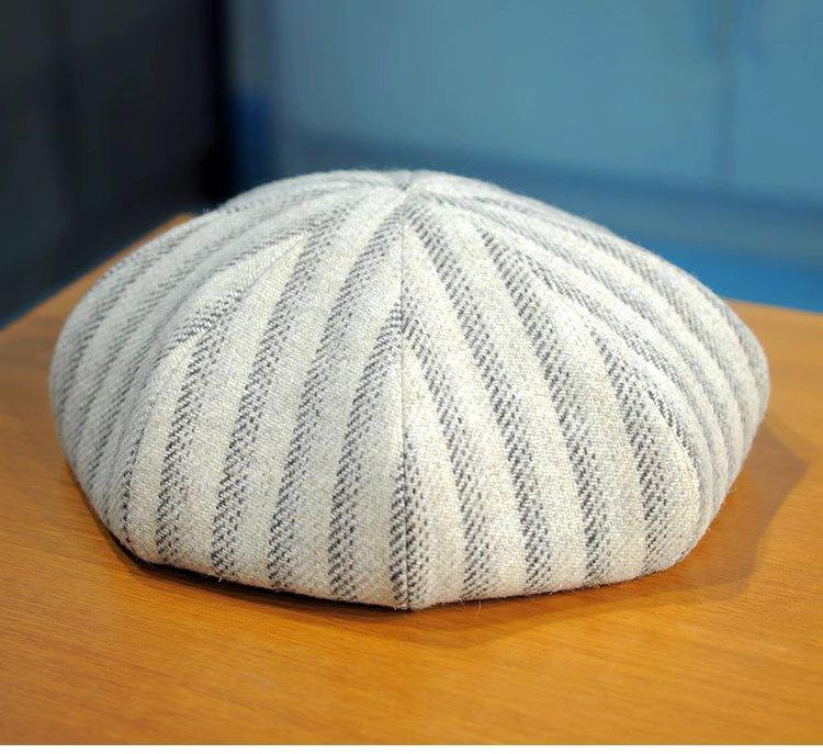 Oversized Herringbone Striped Beret - Mspineapplecrafts