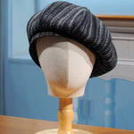 Oversized Herringbone Striped Beret - Mspineapplecrafts