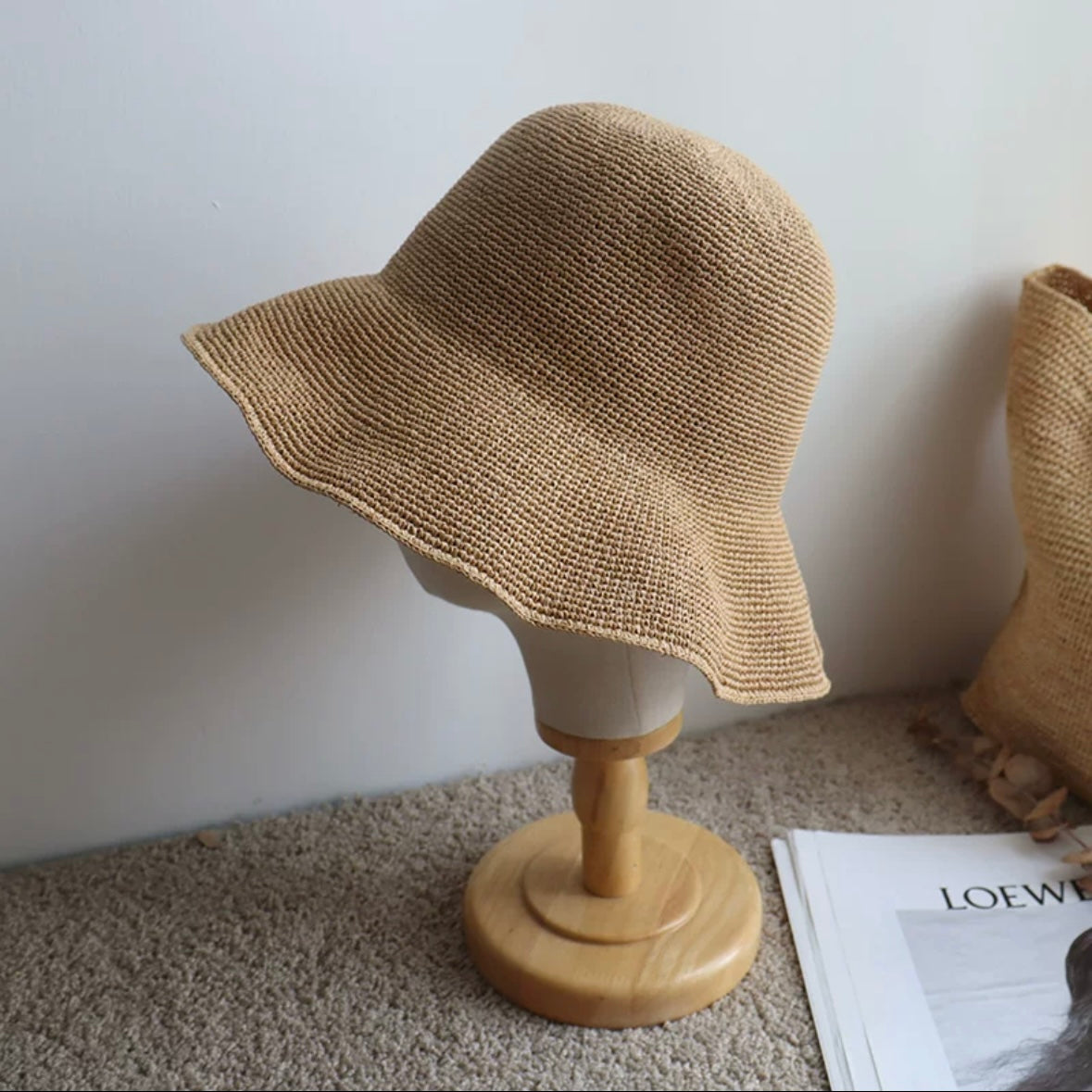 Foldable Raffia Straw Hat for Women Mspineapplecrafts