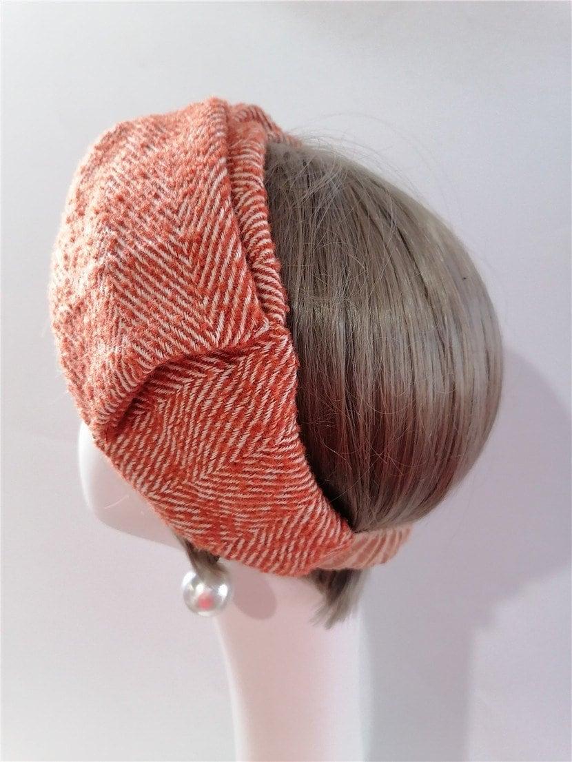 Autumn Rust Herringbone Knit Headband - Mspineapplecrafts